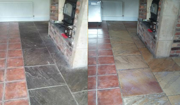 flagstone floor cleaning